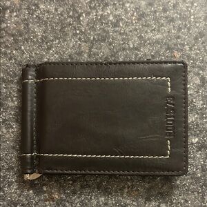 Roots Black Leather Money Clip